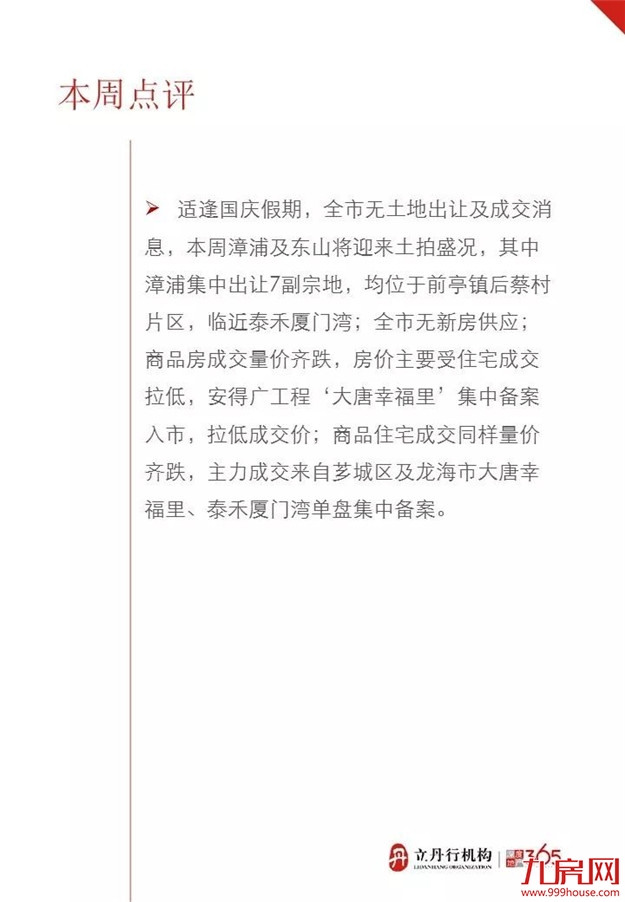 漳州上周住宅成交情况，均价达8253/平！——九房网