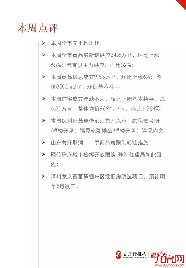 上周漳州市区再迎开盘潮 整体均价微涨——九房网
