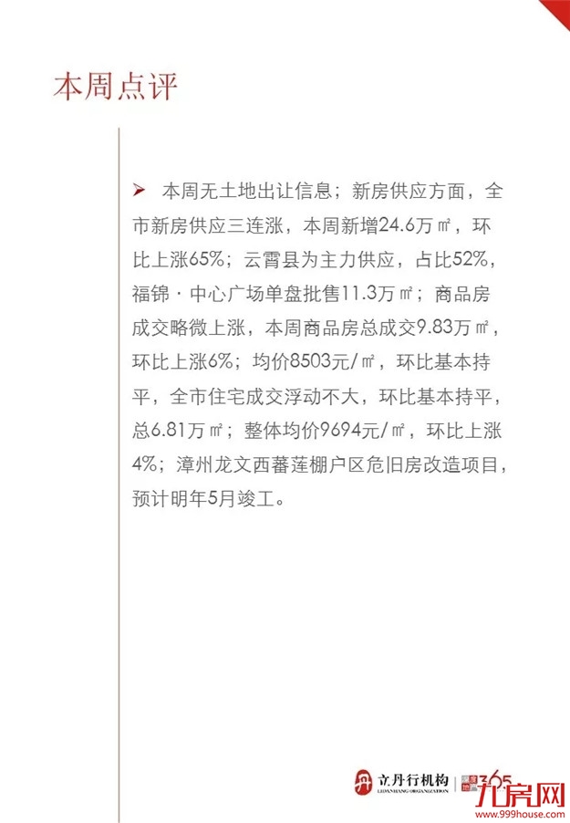 上周漳州市区再迎开盘潮 整体均价微涨——九房网