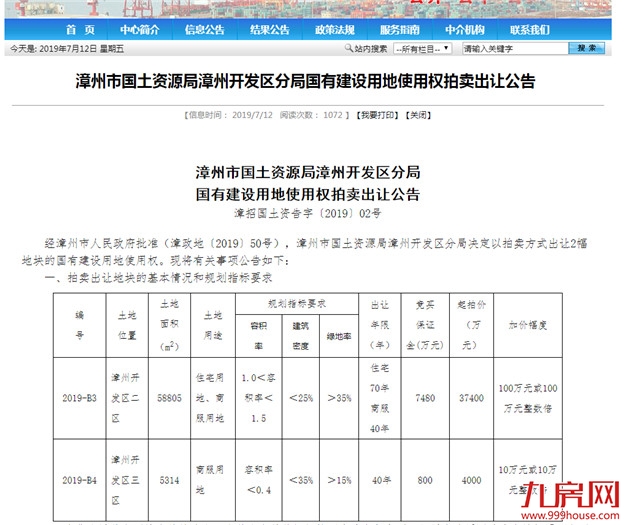 快讯!起拍楼面价4240元/㎡,漳州港8月1日将出让一幅宅地——九房网 快讯!起拍楼面价4240元/㎡,漳州港8月1日将出让一幅宅地——九房网