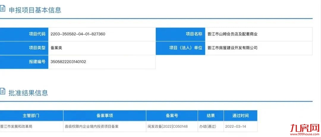 快讯!晋江山姆会员店地块成功出让!计划投资约20亿,一年内开工!——九房网 快讯!晋江山姆会员店地块成功出让!计划投资约20亿,一年内开工!——九房网